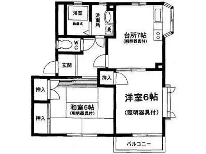 メゾン坂巻D(2DK/1階)の間取り写真