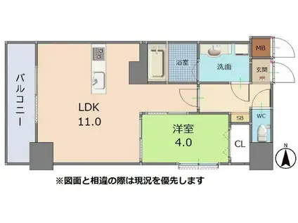 クローナコート烏丸御池(1LDK/5階)の間取り写真