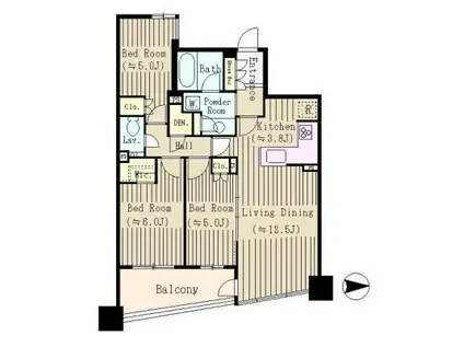 プラウド王子本町ディアージュ(3LDK/1階)の間取り写真