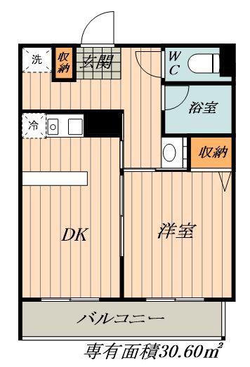A&S KATO K-ⅠB棟(1LDK/1階)の間取り写真
