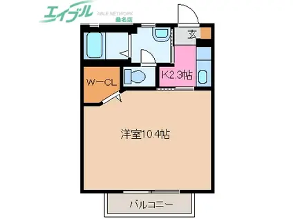 エルフローラA棟(1K/2階)の間取り写真