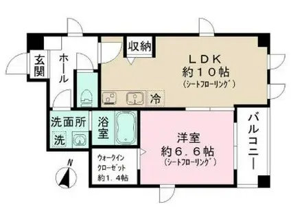 シャルム両国(1LDK/4階)の間取り写真