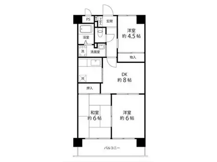 TS GARDEN蕨II(3DK/4階)の間取り写真