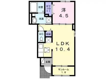 メゾンドルピナス(1LDK/1階)の間取り写真