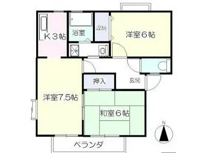 サンビレッジ植松A棟(3K/1階)の間取り写真