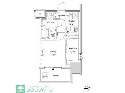 ザ・パークハビオ北千住(1DK/14階)の間取り写真