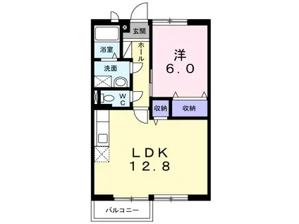 WING A(1LDK/2階)の間取り写真