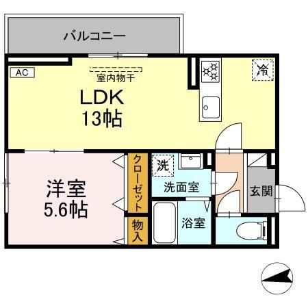 ベルディール(1LDK/2階)の間取り写真