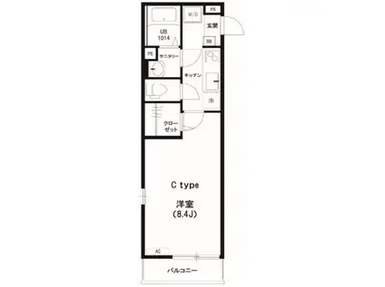 リブリ・ブルージュ(1K/3階)の間取り写真