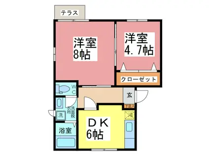 コーポ筧(2DK/1階)の間取り写真