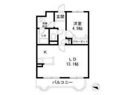 メゾン南多摩(1LDK/3階)の間取り写真