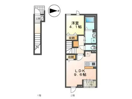 ジェンティーレ(1LDK/2階)の間取り写真