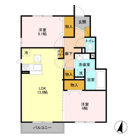 フラーゼ(2LDK/1階)の間取り写真