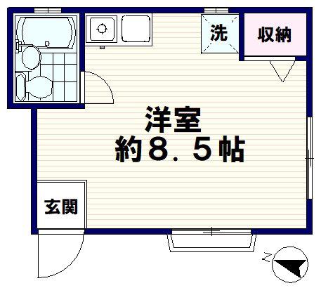パークサイドヨシザワ(ワンルーム/1階)の間取り写真