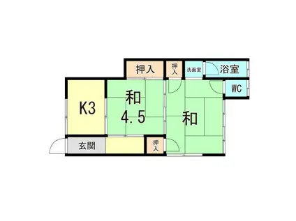 庄司文化 西棟(2K/1階)の間取り写真