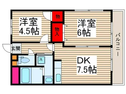 サウスピアリバージュ(2DK/3階)の間取り写真