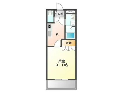 グレイス・ヴィラII(1K/2階)の間取り写真