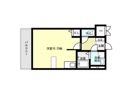 クレアーレ大野城(ワンルーム/6階)の間取り写真