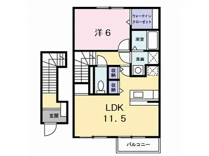 アルト アルベロA(1LDK/2階)の間取り写真