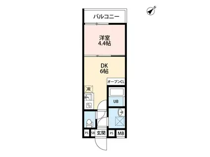 BIBLIO MEGURO(1DK/2階)の間取り写真