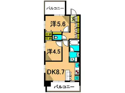 グレイスコート大森海岸(2DK/2階)の間取り写真
