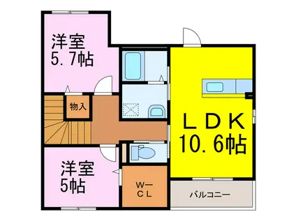 スリーズ グッデイ(2LDK/2階)の間取り写真