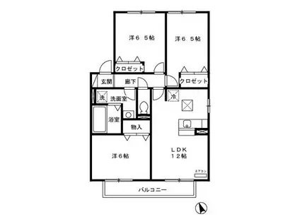 カプチーノ F(3LDK/1階)の間取り写真