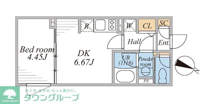 LEGALAND桜新町(1DK/4階)の間取り写真