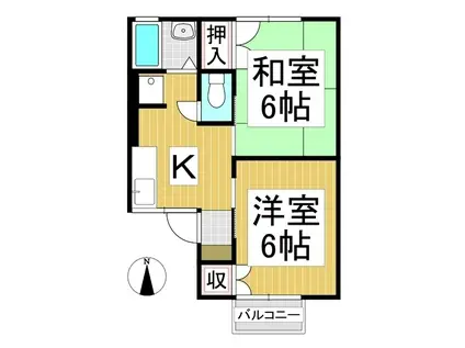 北条ライブタウンA(2K/2階)の間取り写真