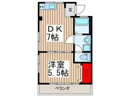 庄ヱ門マンション(1DK/3階)の間取り写真