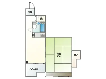 パラツィーナ和上(1DK/6階)の間取り写真