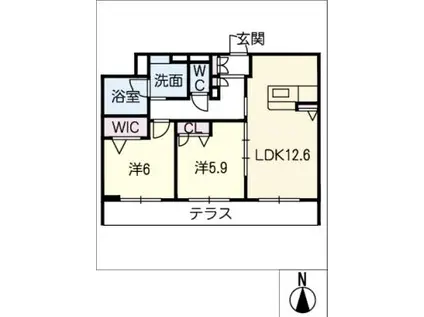 リオリエント長良東(2LDK/1階)の間取り写真