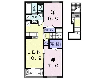 ソルジェンテカーサ西軽井沢(2LDK/2階)の間取り写真