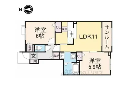 サニ-ハイツ・天神南棟(2LDK/1階)の間取り写真