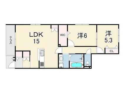 ベルメゾン星陵台(2LDK/1階)の間取り写真