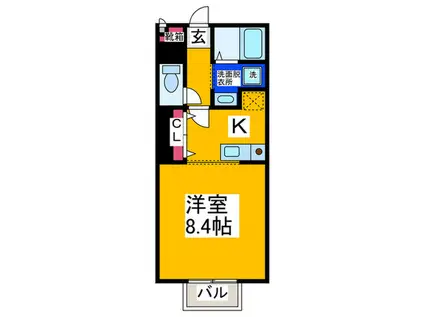 ワンツリーヒル(1K/1階)の間取り写真