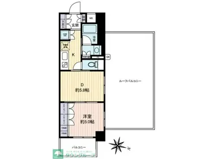 パレステージ西新井みどり公園(1DK/6階)の間取り写真