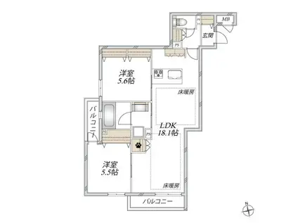 代々木5丁目メゾン(2LDK/2階)の間取り写真