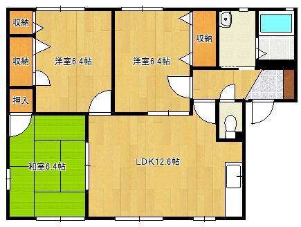オー・ボアパティールII A棟 (3LDK/1階)の間取り写真