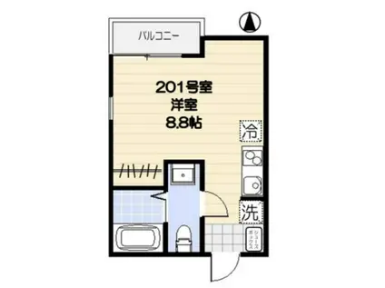 スカイヒルズ羽田(ワンルーム/2階)の間取り写真