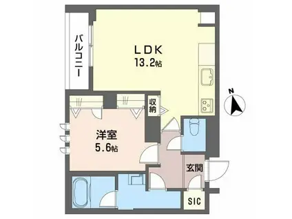 プライム筒井(1LDK/2階)の間取り写真