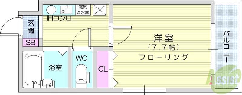 カーサ・デ・セントロ(1K/5階)の間取り写真