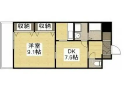 シュバリエブラン壱番館(1DK/2階)の間取り写真