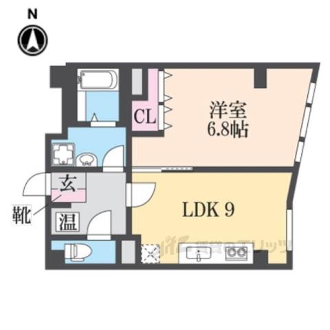 阪急京都線 京都河原町駅 徒歩5分 5階建 築37年(1LDK/3階)の間取り写真
