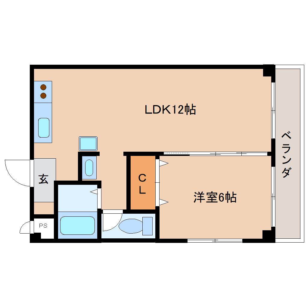 リッチヒル富雄(1LDK/1階)の間取り写真