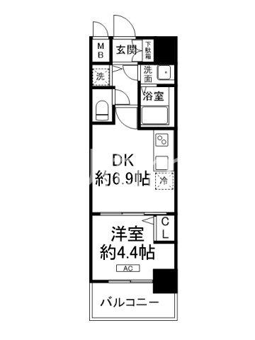 CREST TAPP京都太秦天神川DEX I(1DK/4階)の間取り写真