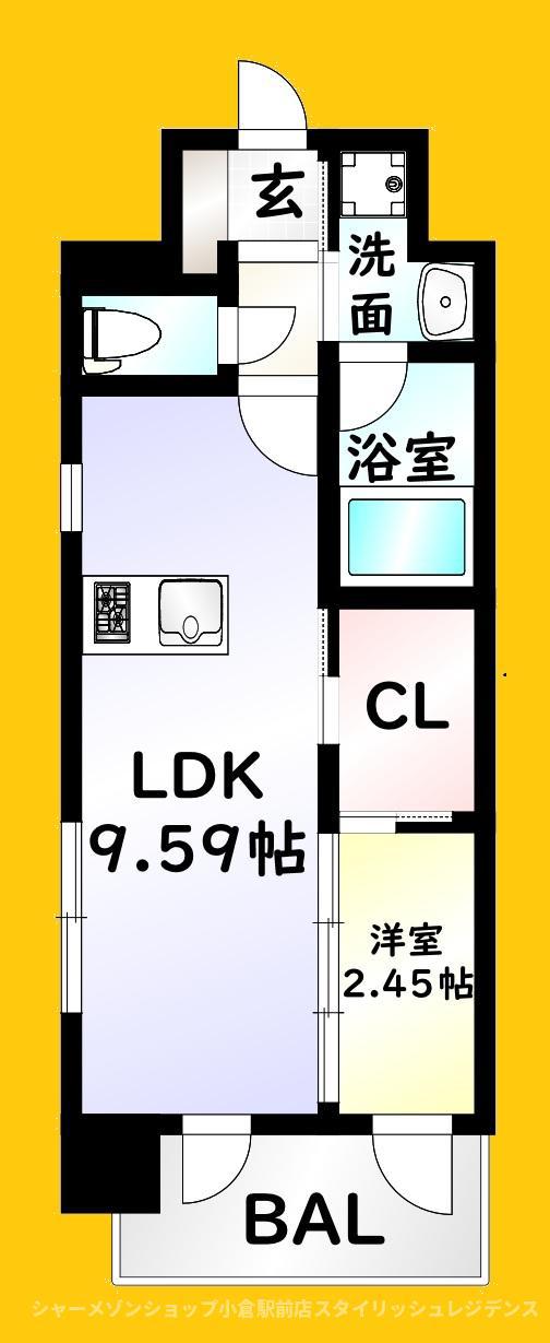 プレジデンス ざ 三萩野(1LDK/5階)の間取り写真