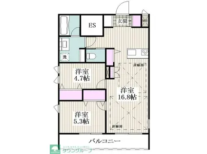 新羽町ヘーベルメゾン(2LDK/3階)の間取り写真