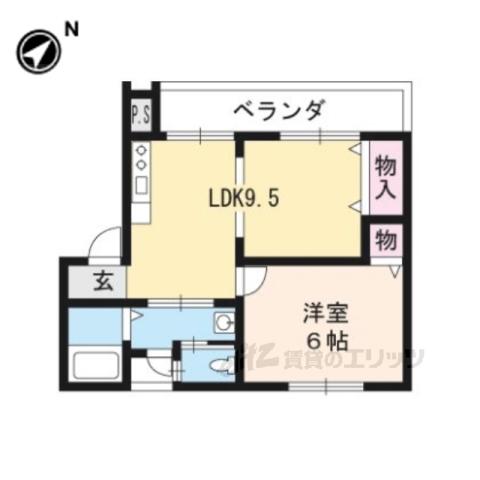 グランコートビワコ(1LDK/1階)の間取り写真