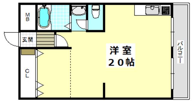 第3マンション南茨木(ワンルーム/2階)の間取り写真